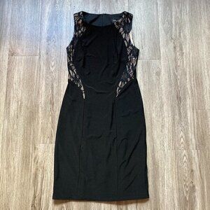 Xscape Black and Nude Lace Bodycon Mini Cocktail Dress Size 6